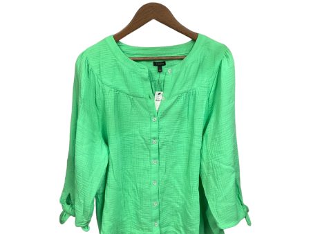 Blouse 3 4 Sleeve By Talbots In Green, Size: L on Sale