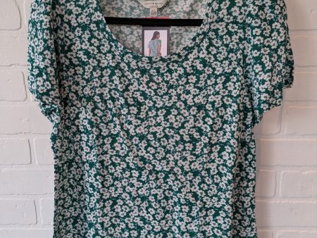 Top Short Sleeve Basic By Lucky Brand In Green & White, Size: M Hot on Sale