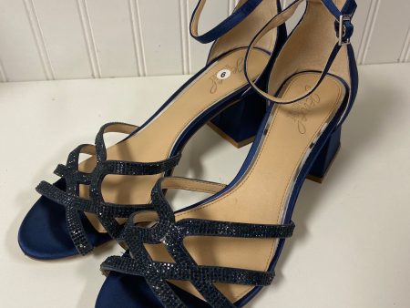 Sandals Heels Block By Badgley Mischka In Navy, Size: 9 on Sale