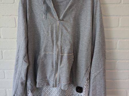 Sweatshirt Hoodie By Calvin Klein In Grey & White, Size: 1x For Cheap