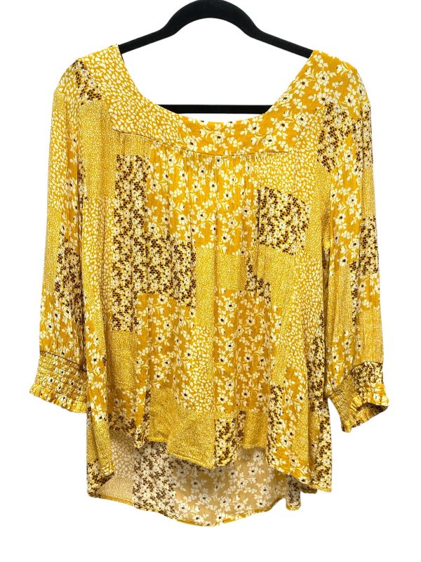 Blouse 3 4 Sleeve By Clothes Mentor In Yellow, Size: L Online Hot Sale