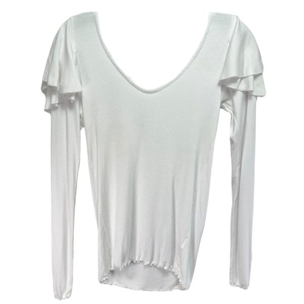 On Rewind Soft Stretch Ruffle Tee Top We The Free In White, Size S Supply