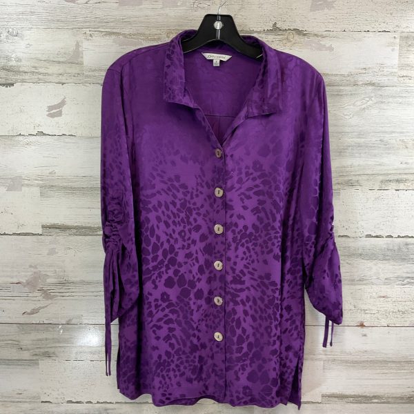 Blouse 3 4 Sleeve By John Mark In Purple, Size: S Cheap