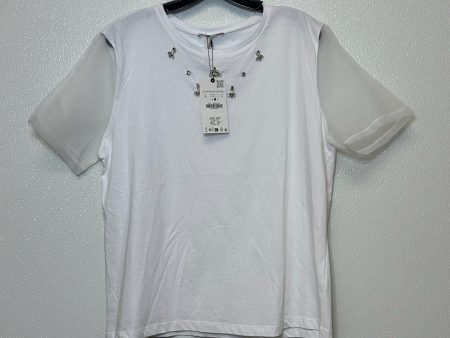 Top Short Sleeve By Zara In White, Size: L For Cheap