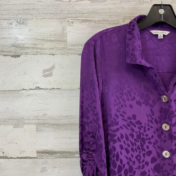 Blouse 3 4 Sleeve By John Mark In Purple, Size: S Cheap