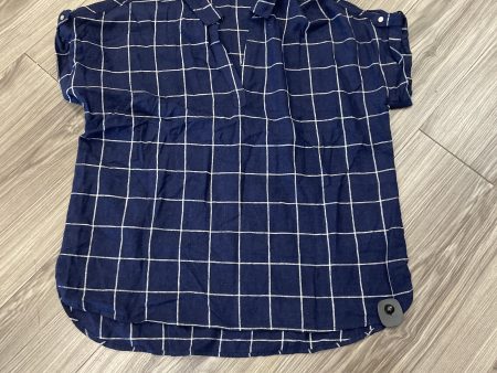 Blouse Short Sleeve By Tahari By Arthur Levine In Blue & White, Size: Xl Online Hot Sale