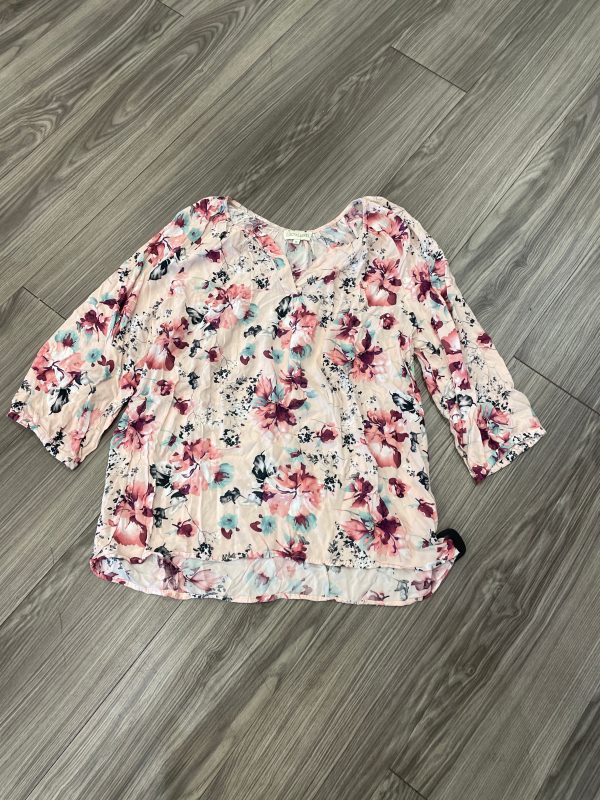 Blouse 3 4 Sleeve By Lucy And Laurel In Floral Print, Size: Xl Cheap