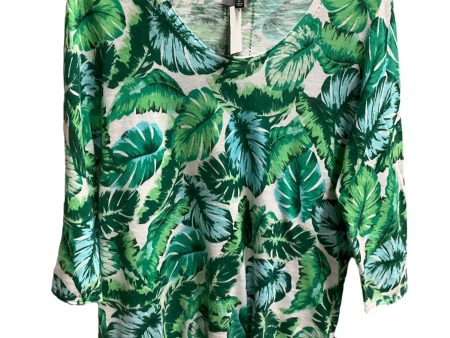 Top 3 4 Sleeve By Talbots In Green & White, Size: 2 Online Hot Sale