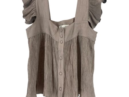 Top Sleeveless By Zara In Grey, Size: S Online