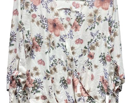 Blouse 3 4 Sleeve By West Kei In Floral Print, Size: L For Cheap