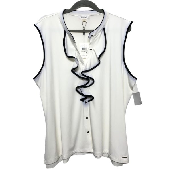 Blouse Sleeveless By Calvin Klein In White, Size: 1x Hot on Sale