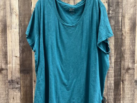 Top Short Sleeve Basic By Maurices In Teal, Size: 4x Hot on Sale