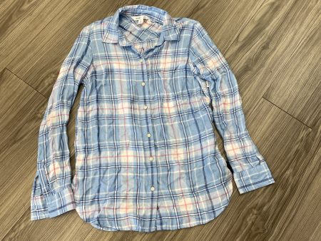 Blouse Long Sleeve By Old Navy In Plaid Pattern, Size: Xs Online Hot Sale