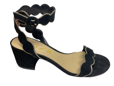 Sandals Heels Block By Unisa In Black & Gold, Size: 6.5 Online now