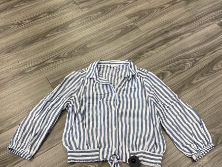 Top Long Sleeve By Beachlunchlounge In Blue & White, Size: M Cheap