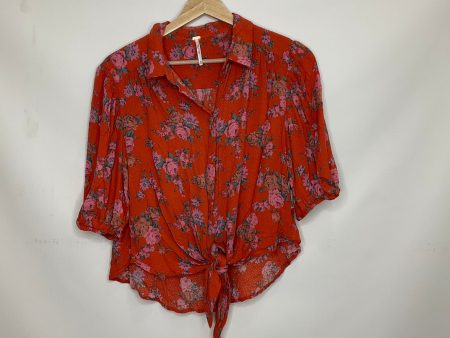 Floral Print Top Short Sleeve Free People, Size M For Cheap