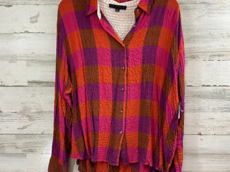 Blouse Long Sleeve By Jane And Delancey In Pink & Purple, Size: Xl Cheap