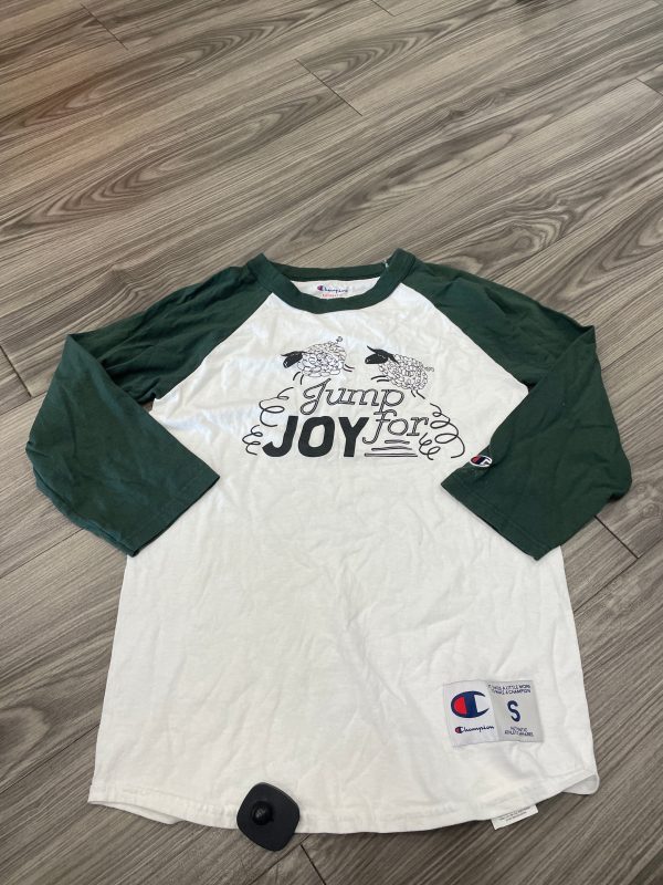 Top 3 4 Sleeve By Champion In Green & White, Size: S Cheap