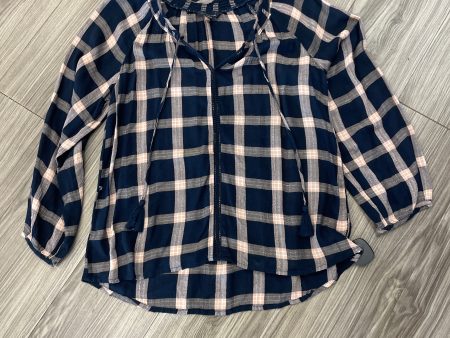 Blouse Long Sleeve By American Eagle In Plaid Pattern, Size: Xs Hot on Sale