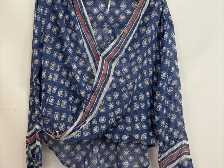 Blue & Red Top Long Sleeve Free People, Size Xs Online Sale