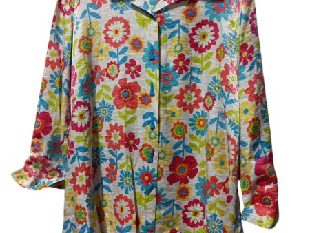 Blouse 3 4 Sleeve By Multiples In Floral Print, Size: Xl Online Sale