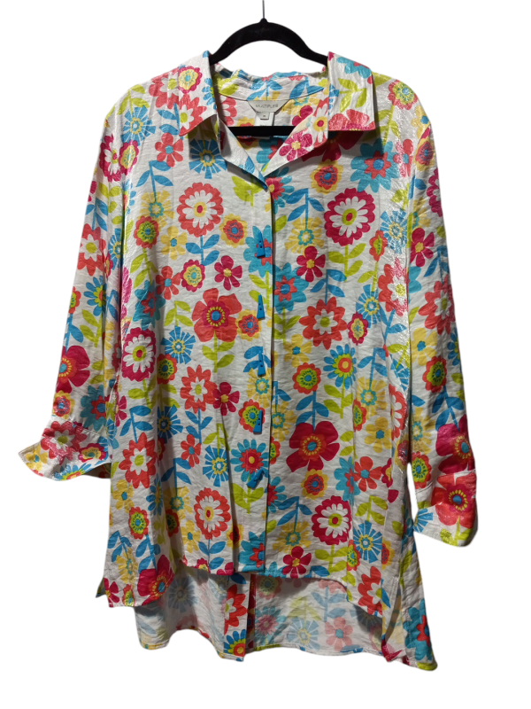 Blouse 3 4 Sleeve By Multiples In Floral Print, Size: Xl Online Sale