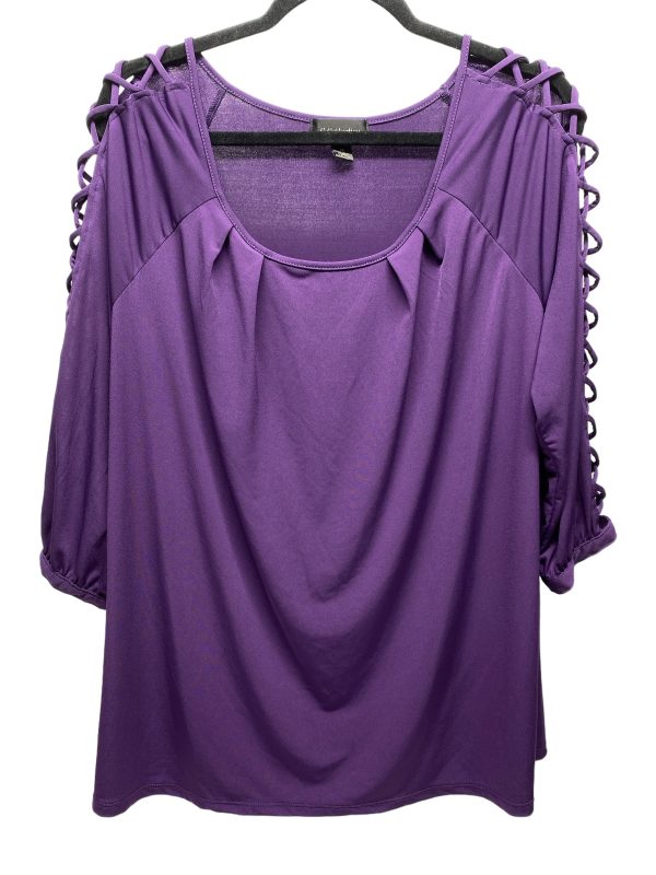 Blouse 3 4 Sleeve By G Collection In Purple, Size: 1x on Sale