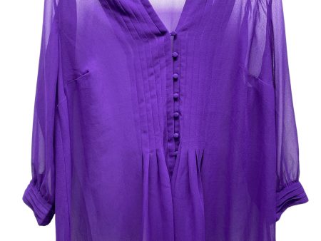 Blouse 3 4 Sleeve By Dex In Purple, Size: 1x For Cheap