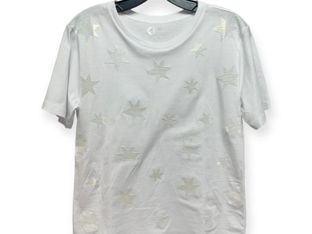 Sequin Star Top Short Sleeve By Elliott Lauren In White, Size: S For Sale