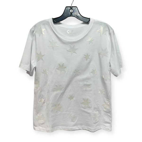 Sequin Star Top Short Sleeve By Elliott Lauren In White, Size: S For Sale